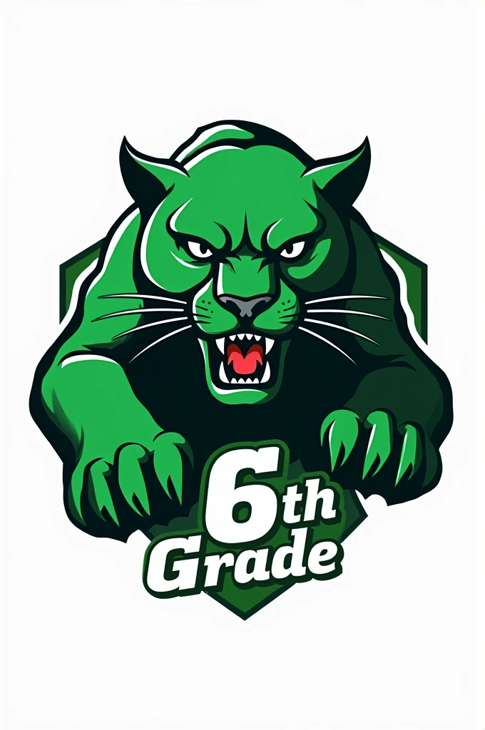 Make a logo with a green panther written 6th  B below the logo