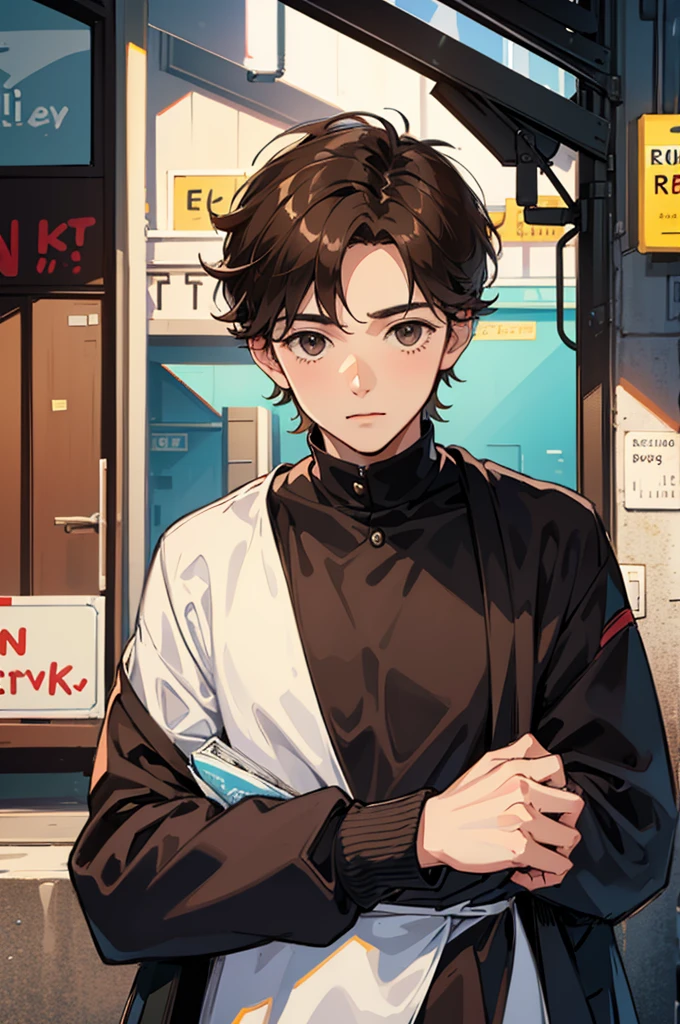 create image a cute man. Appearance: Age: 30 Hair: Brown