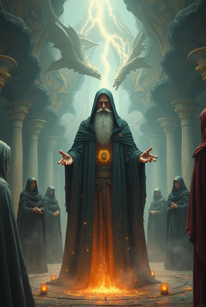 Bestow upon me knowledge
Wizard, all-knowing, all-wise
I want to rule this kingdom
Make sweet the breeze now defiled
Dethrone the evil prince's iron fists
In velvet gloves of sin
Parade the grey-robed s
The vestal virgins, wheel the wyvern's in
Let the ceremony consecrate the marriage
Let me be the protégé of Five Magics
Give me alchemy
Give me wizardry
Give me sorcery
Thermatology
Electricity
Magic if you please
Master all of these
Bring him to his knees
I master Five Magics
I master Five Magics
I master Five Magics
I master Five Magics
Possessed with hellish torment (possesed with hellish torment)
I master magics five (I master magics five)
Hunting the abyss lord (hunting the abyss lord)
Only one will stay alive (only one will stay alive)
He who lives by the sword (he who lives by the sword)
Will surely also die (will surely also die)
He who lives in sin (he who lives in sin)
Will surely live the lie