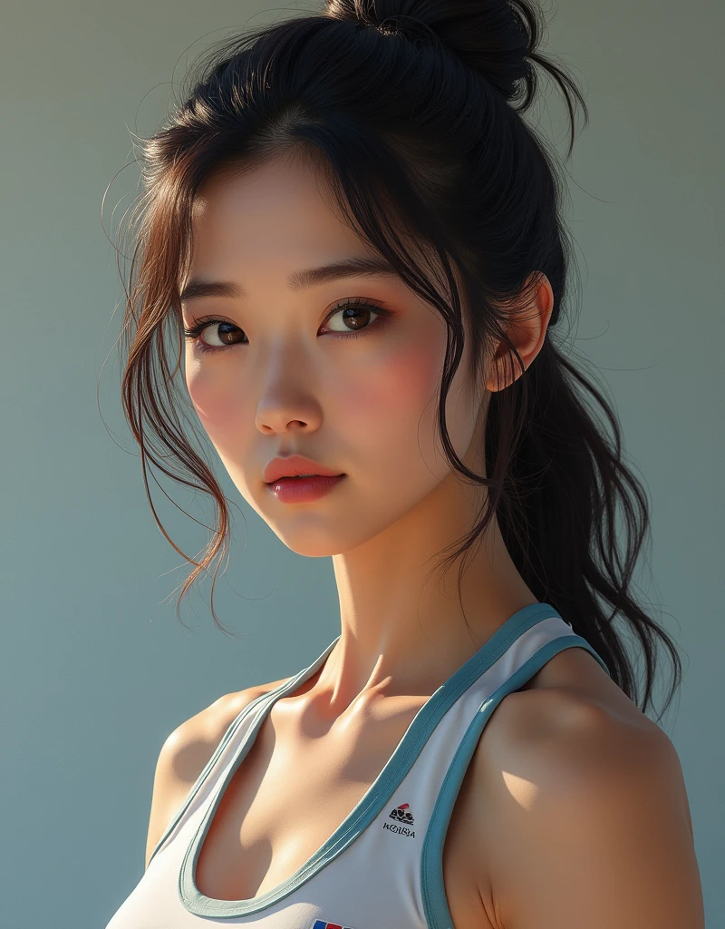 (Photorealism:1.2), beautiful woman, National badminton team player, korea