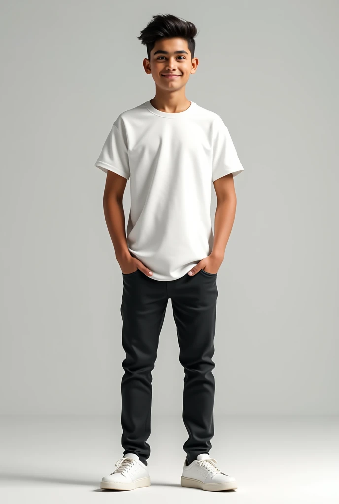 17 air boy in black pent and white shoes and white tshirt  name rahul 
