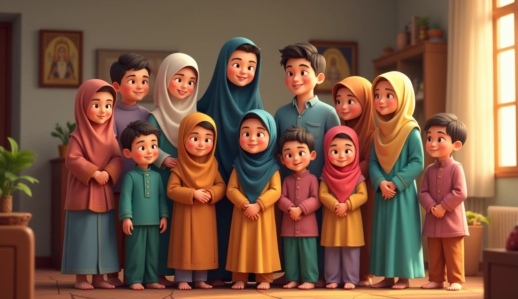Muslim family two daughter and eaight son and mom dad