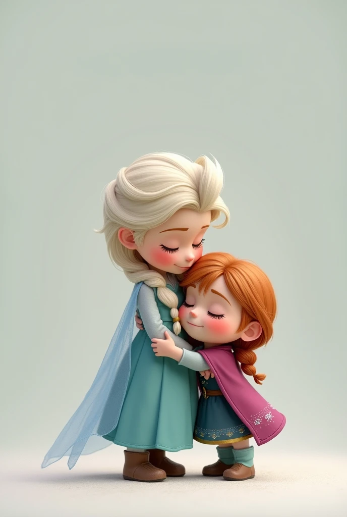 Ana and Elsa from Frozen hugging each other but in small sizes and the figure is small in the lower right part