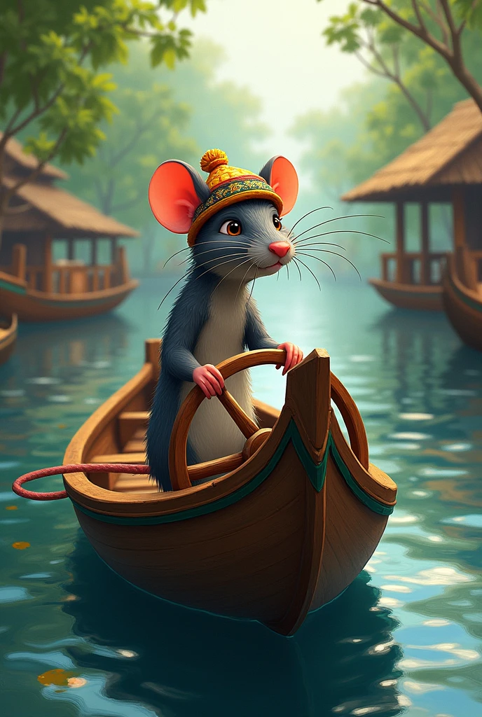 rat drive a boat traditional koli people cap