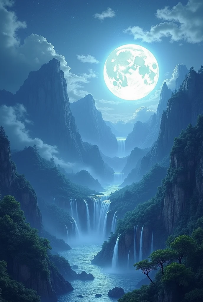 full moon Fantasy Landscape only