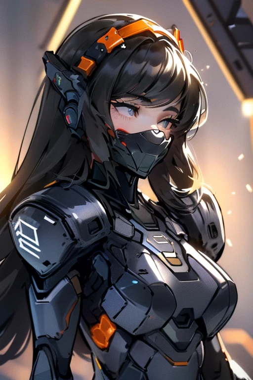 (masterpiece),(Highest quality),(Super detailed),(Best illustrations),(Best Shadow),(Absurd),(Detailed Background),(so beautiful), 16K, 8K, 4K,(Best Shadow),empty eyes,robotization,woman ,big bust,Robot Joint ,Metal skin,Black Suit,long hair,a black suit that covers the whole body
