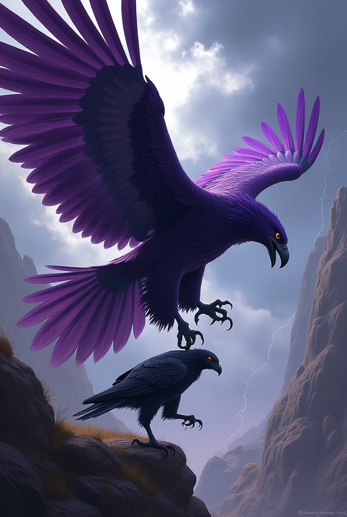 A purple eagle vs black vulture