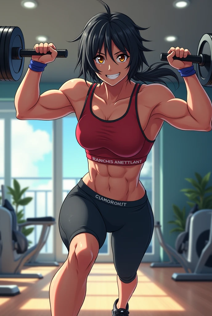 Anime character doing workout
