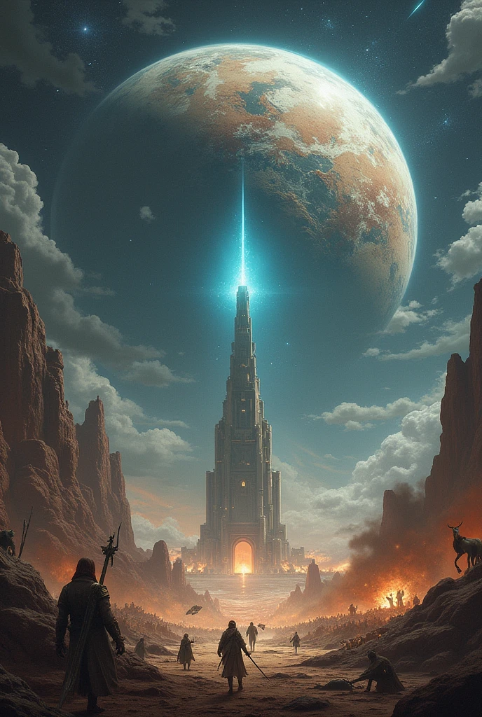 **2000 years ago, There was an explosion in the universe, which created various planets. One of them called Adeliah Forgisly. It has the concept of being a very advanced civilization because its planetary shape is like a ring and a tower in the middle that makes the consulate visible., where the most important decisions of the nation are made. Our inhabitants are: The Gorils, They are half human and half gorilla beings., They are strong creatures and do the heavy work., They have mythical weapons and are always ready for war.. Then we have the Felandis, These beings are fairies, They have unique abilities with unexpected skills, They were ancient hunters because of their incredible speed. Ashrelis these beings have the ability to speak and understand the stars, Their skill and intelligence allows them to be a strategic people., so they are very adaptable. And finally we have the Lanorians, They are very strong wizards, They are very strong and capable of creating anything. These creatures had a great life, All of its species lived together very well., They helped each other, They had peace. But one day invaders from an unknown land arrived with the intention of taking over this beautiful planet.. The Gorils inmediatamente actuaron en defensa, However, the other species were not prepared, Then the Gorils began to guide and give instructions on how to act..**
--- The first hours of the attack were chaotic. The invaders, equipped with unknown technology, They broke into the planetary ring, destabilizing the balance and causing panic among the inhabitants of Adeliah Forgisly. The Gorils, With his strength and determination, formed a first line of defense, fighting bravely to contain the enemy advance. However, The invaders' tactics were effective and they began to overcome the initial defenses..
Los Felandis, although fast and cunning, They found themselves at a disadvantage due to lack of preparation. Their natural hunting skills are not