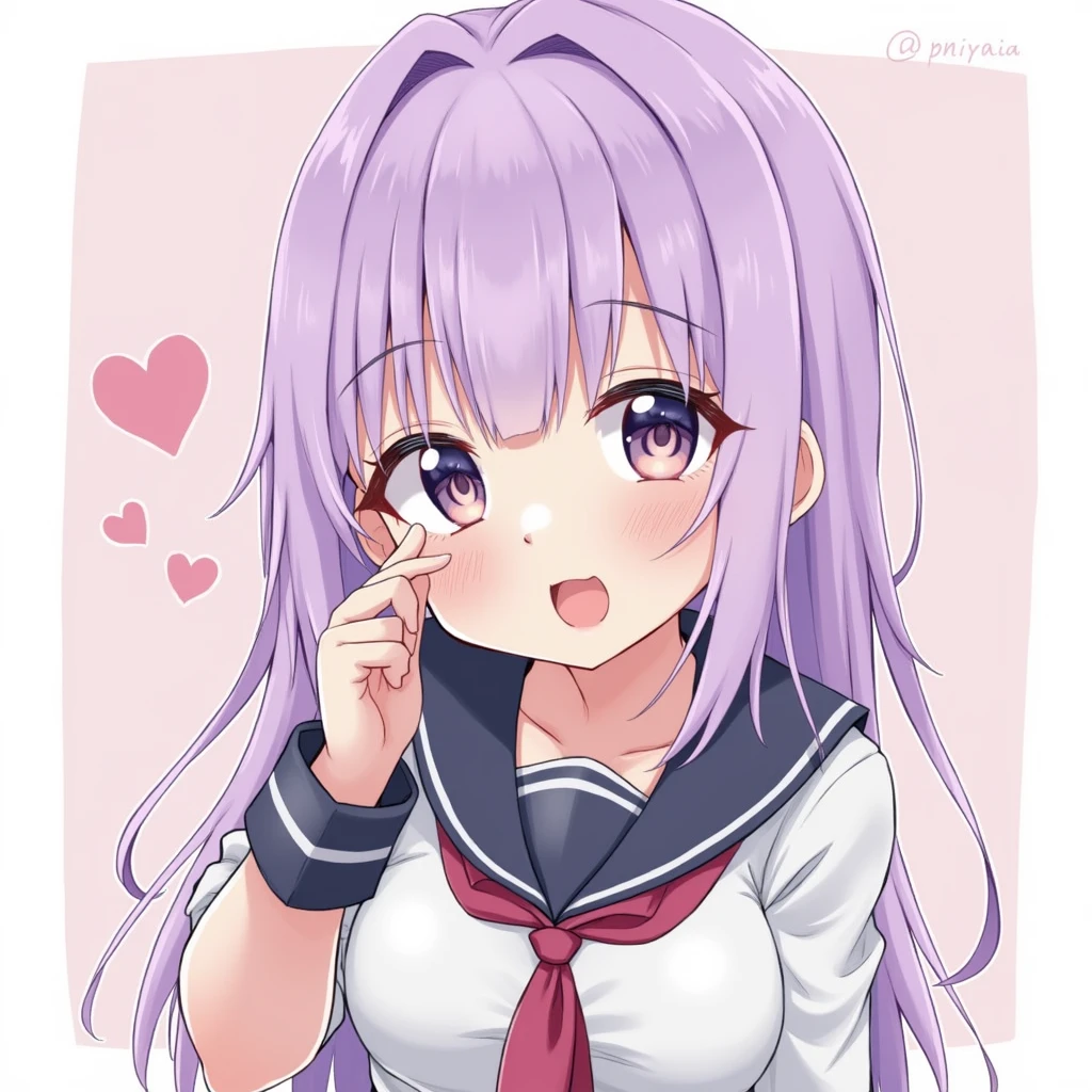 high school student、cute、Purple Hair、Uniform chest open、Sexy、Big Breasts、Ahegao