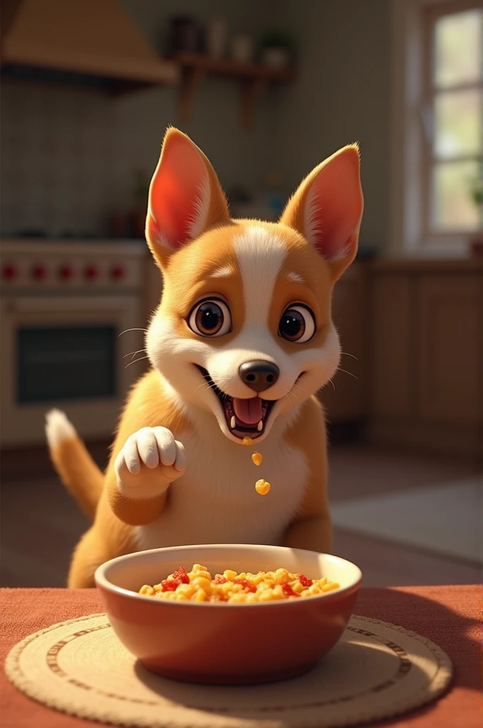 Dog eating food