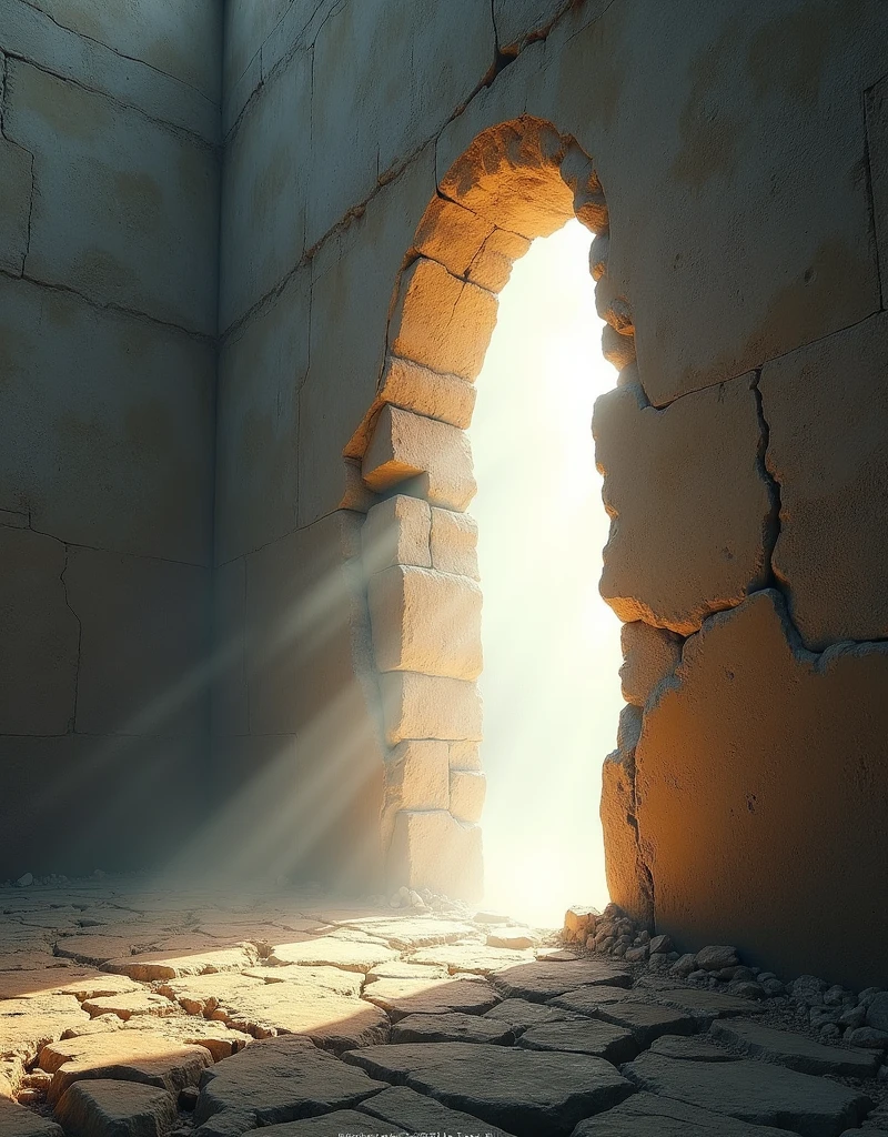 breaking wall, light of heaven, hole in the wall