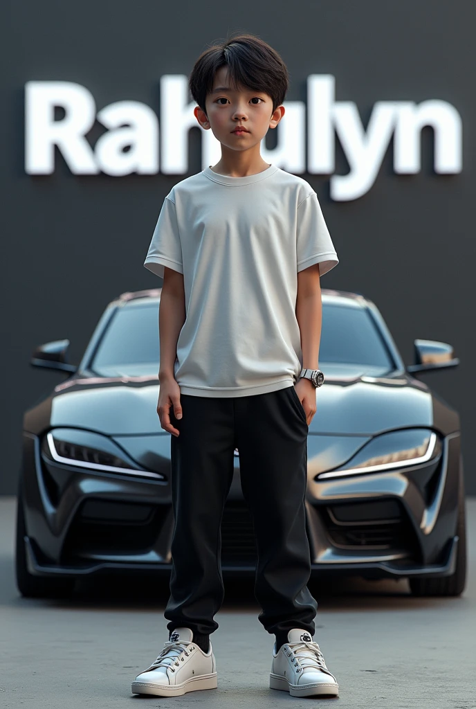 16 air boy in black pent and white shoes and white t-shirt bagrwuond rahulYN name ka and car supra
