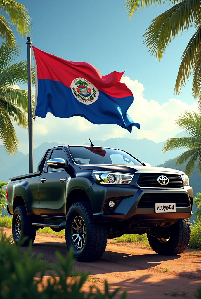 Hilux pick up with the flag of El Salvador 