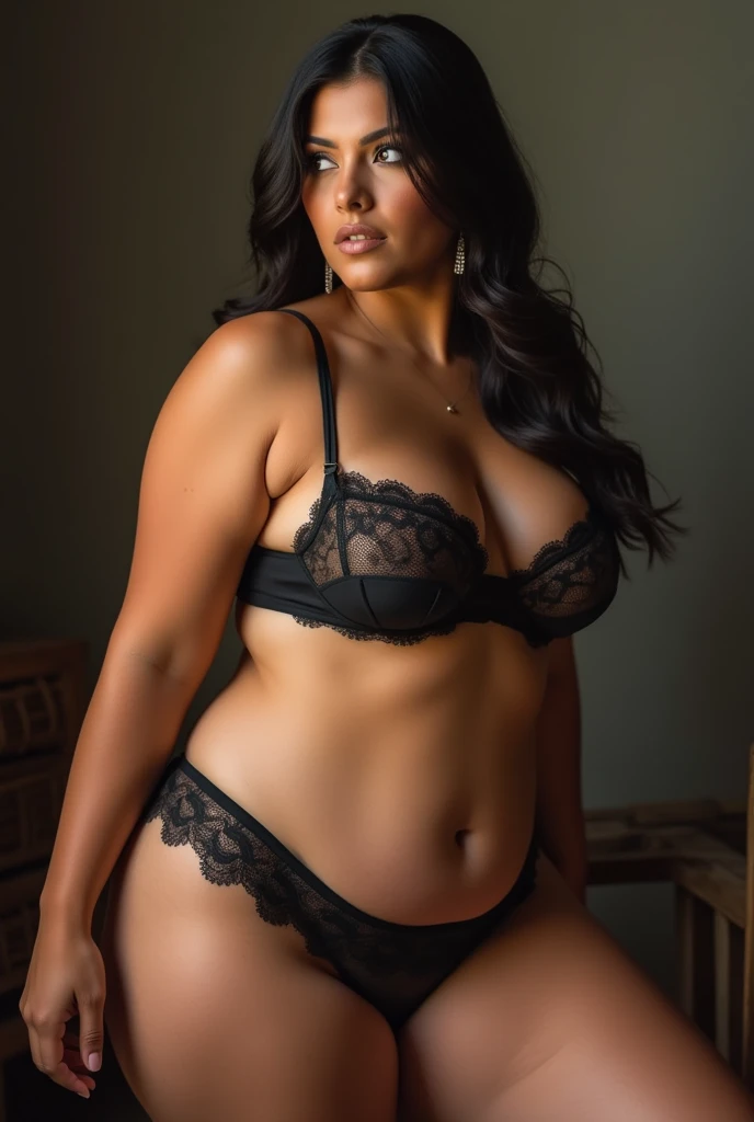 Salvadoran plus size model Suze in lingerie