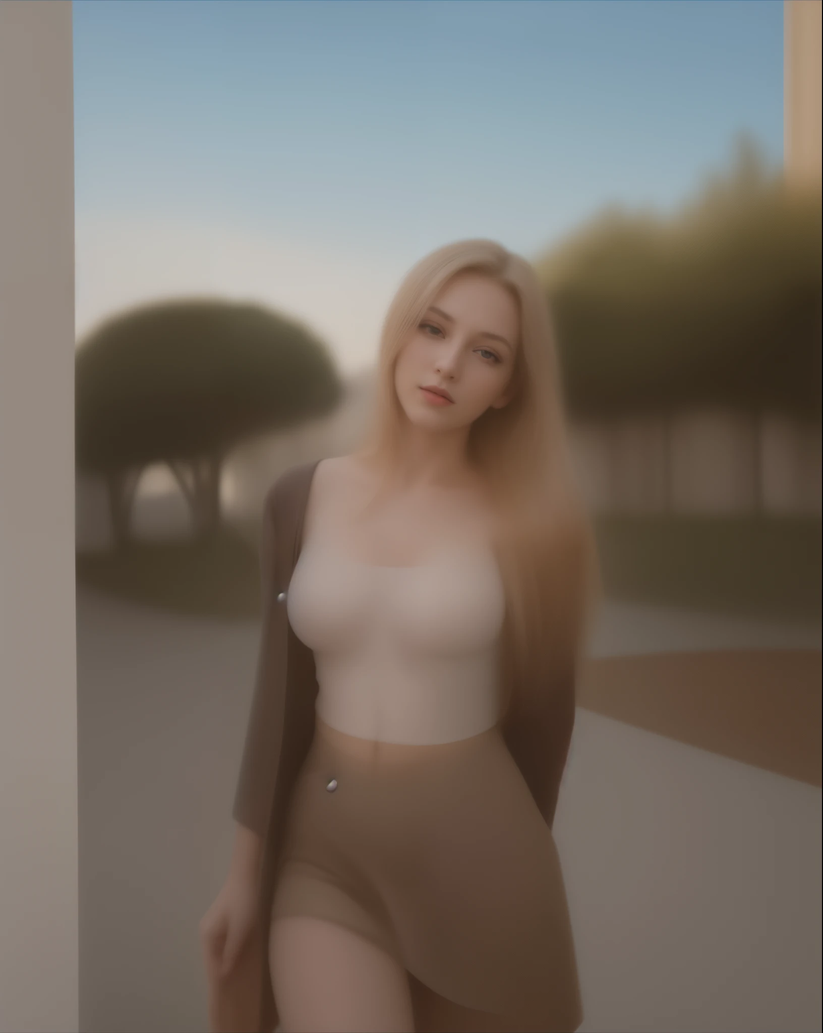 2, russian race, European career, (masterpiece, Best Quality, photorealist, High resolution, Photography: 1.3), Photography de cerca, sharp focus, black fur, Bun, short hair, hot model, delgado, Height 160cm, beautiful blush, Huge naked breasts , seeds, soft smile, realist skin, sexy and hot face, Erotic, SEXUAL LOOK, delgado, extremely detailed hair, bright lips, exterior, ((live light, dynamic lighting, realist, super realist, Shirts, loose, Skirt