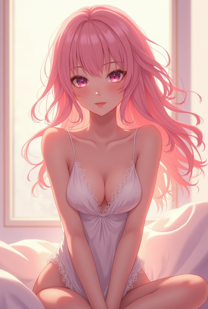 anime girl Attractive with cute pink nude
