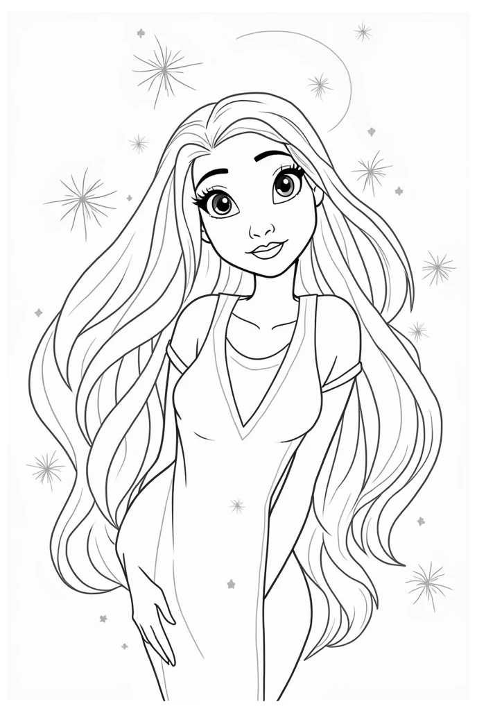 with long hair, stile coloring page Disney book for coloring Pages book