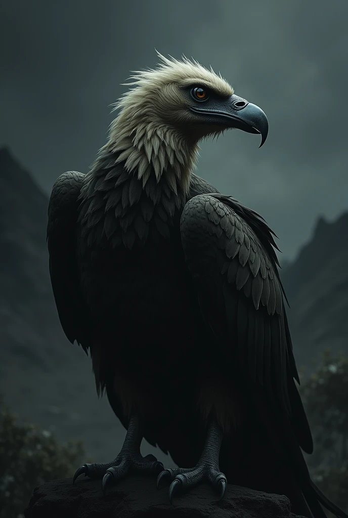 Vulture with dark background profile 