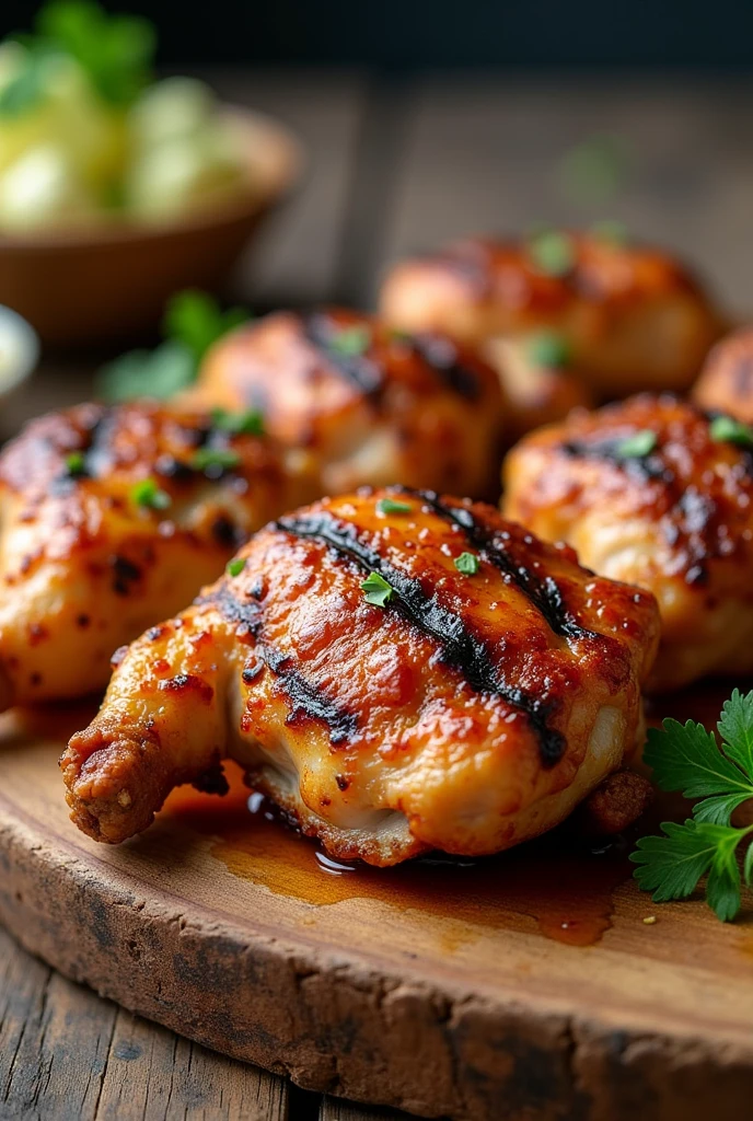 grilled chicken, chop, chuzo, meat