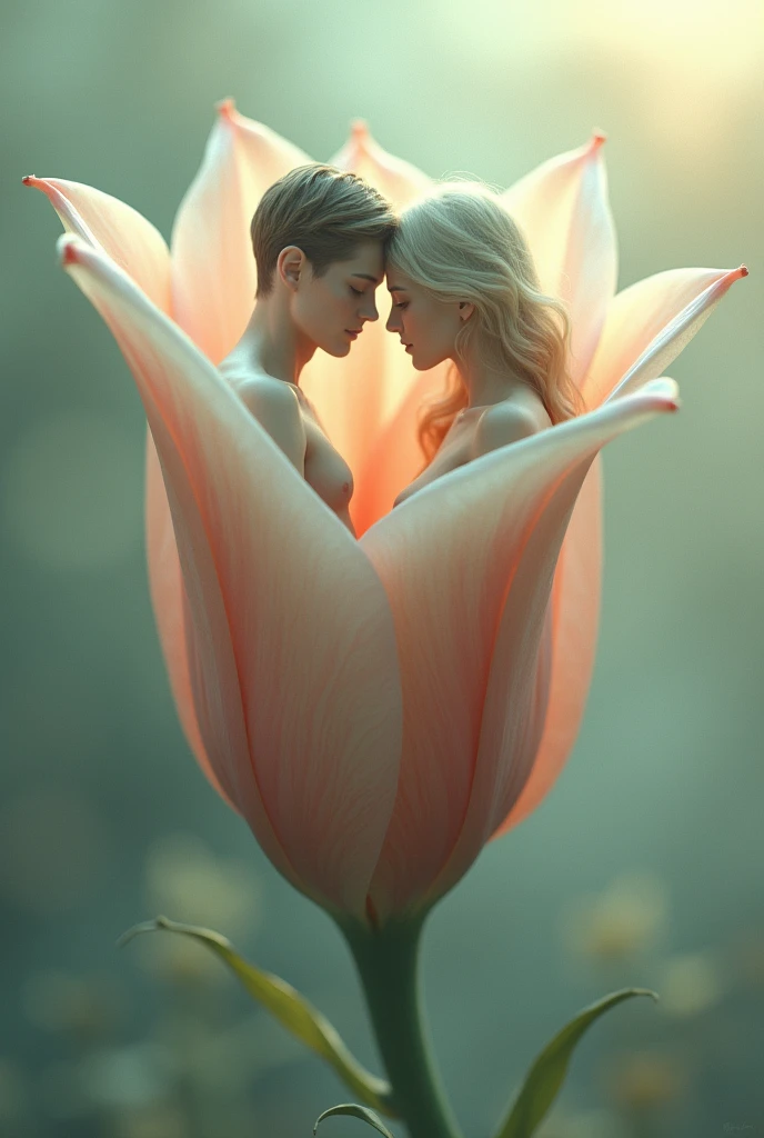 Two people in the form of a flower, fate separates man and woman