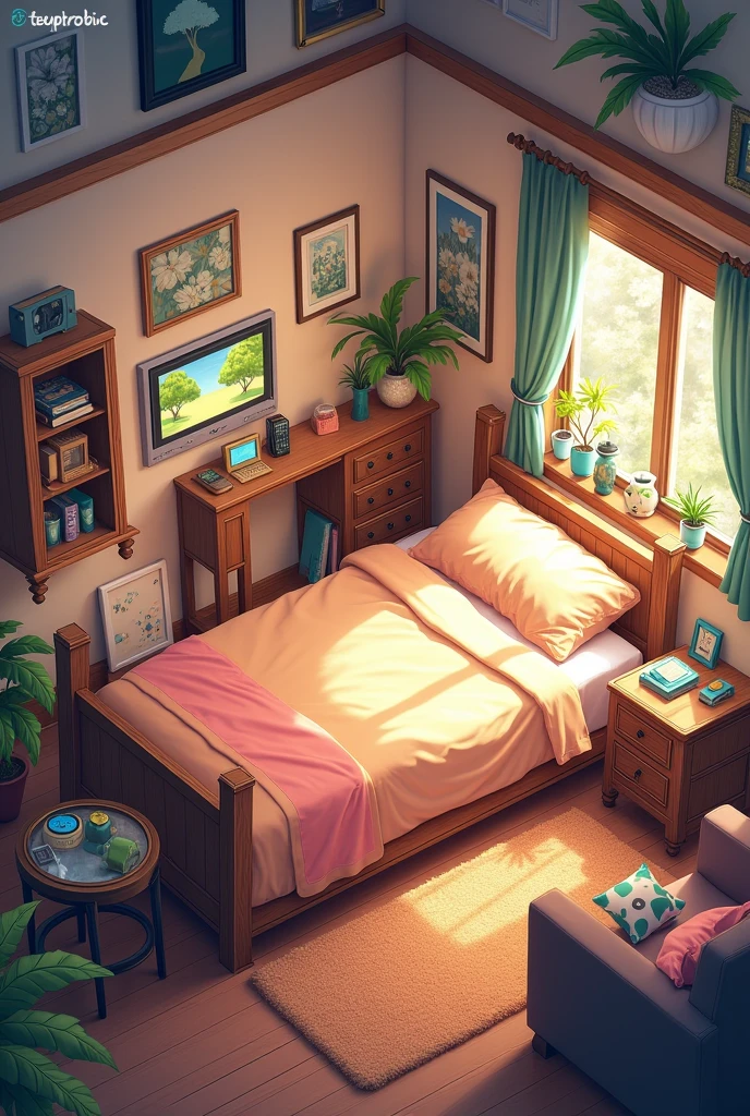 The rooms have a bed, TV, closet, some have mirrors, desk and mats. In our rooms, everyone decorates them to their liking.