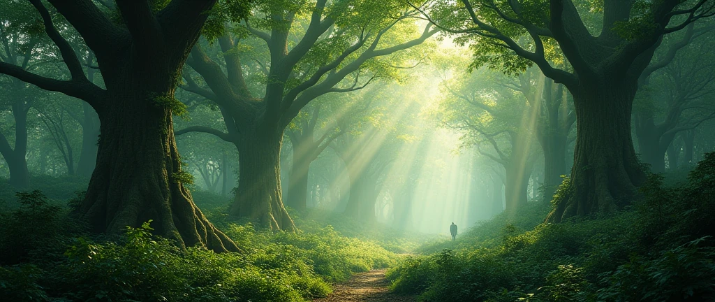 A big jungle with no human no amimals only trees