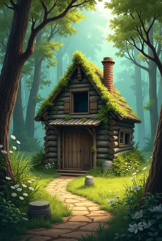 He buys a house with 5 reais and it is a cabin in the forest