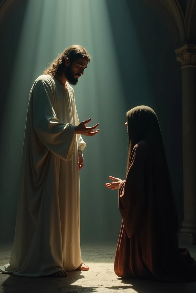 Jesus speaking to someone in the dark