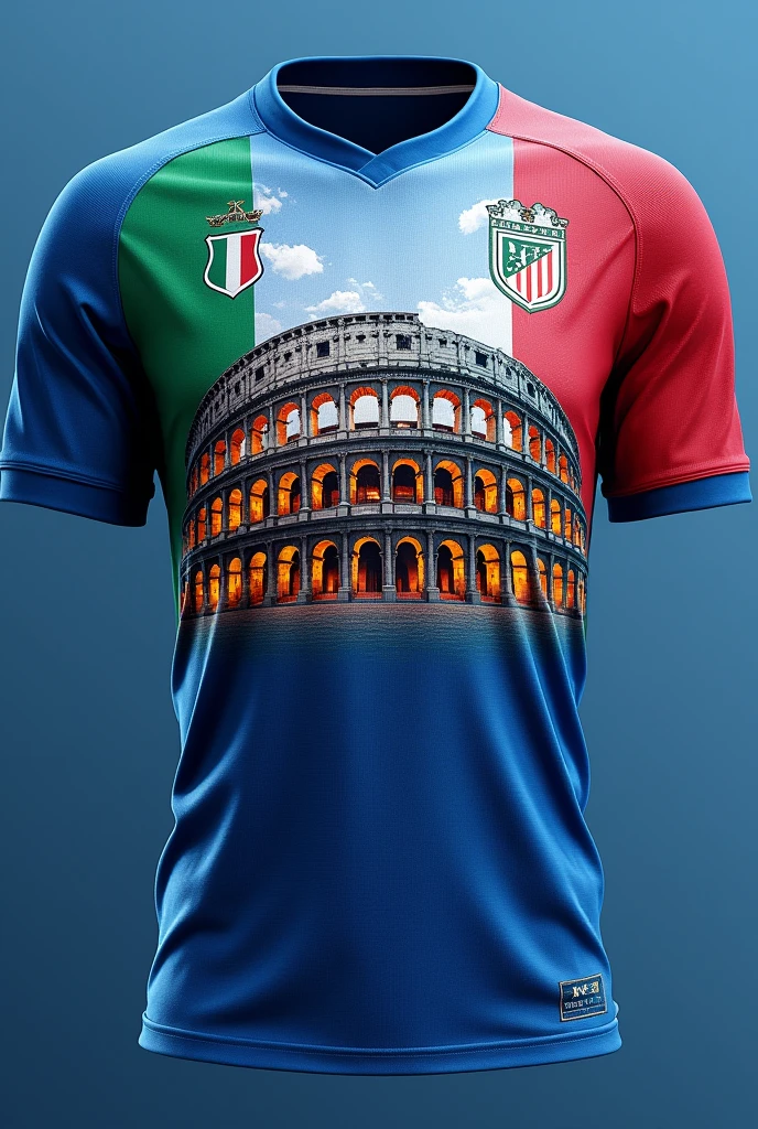 Make me an Italian national team shirt with the Roman Coliseum