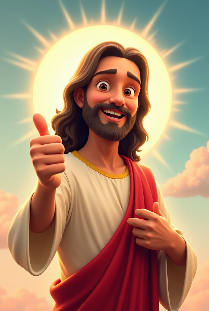 Animated Jesus Christ thumbs up and smiling 