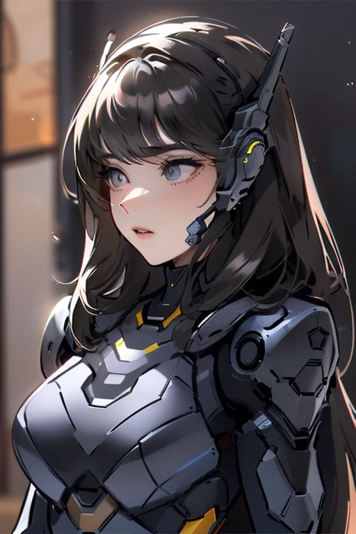 (masterpiece),(Highest quality),(Super detailed),(Best illustrations),(Best Shadow),(Absurd),(Detailed Background),(so beautiful), 16K, 8K, 4K,(Best Shadow),empty eyes,robotization,woman ,big bust,Robot Joint ,Metal skin,Black Suit,long hair,a black suit that covers the whole body