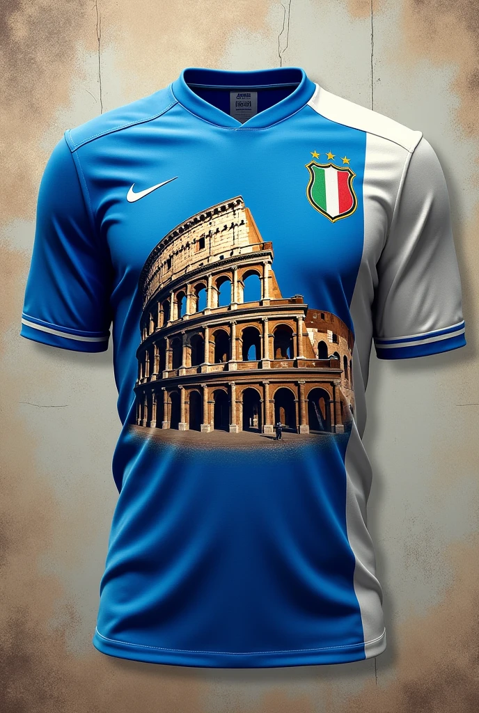 Make me an Italian national team shirt with the Roman Coliseum 
