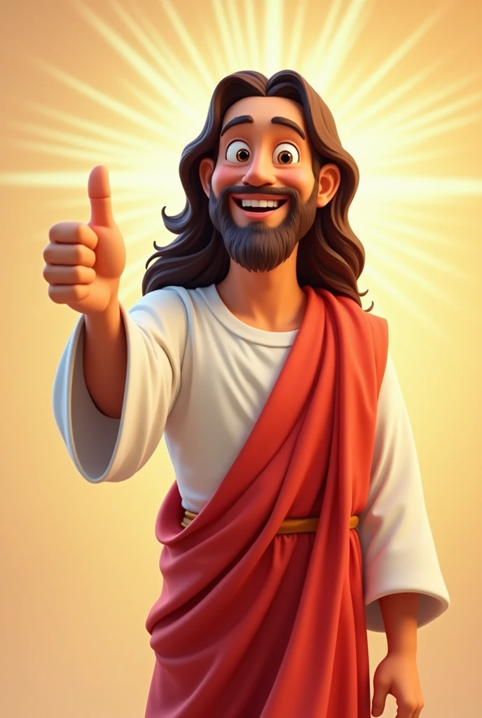Animated Jesus Christ thumbs up and smiling full body 