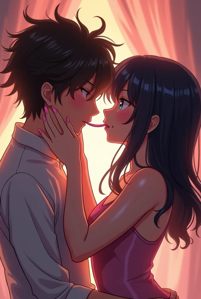 tongue on throat in anime style