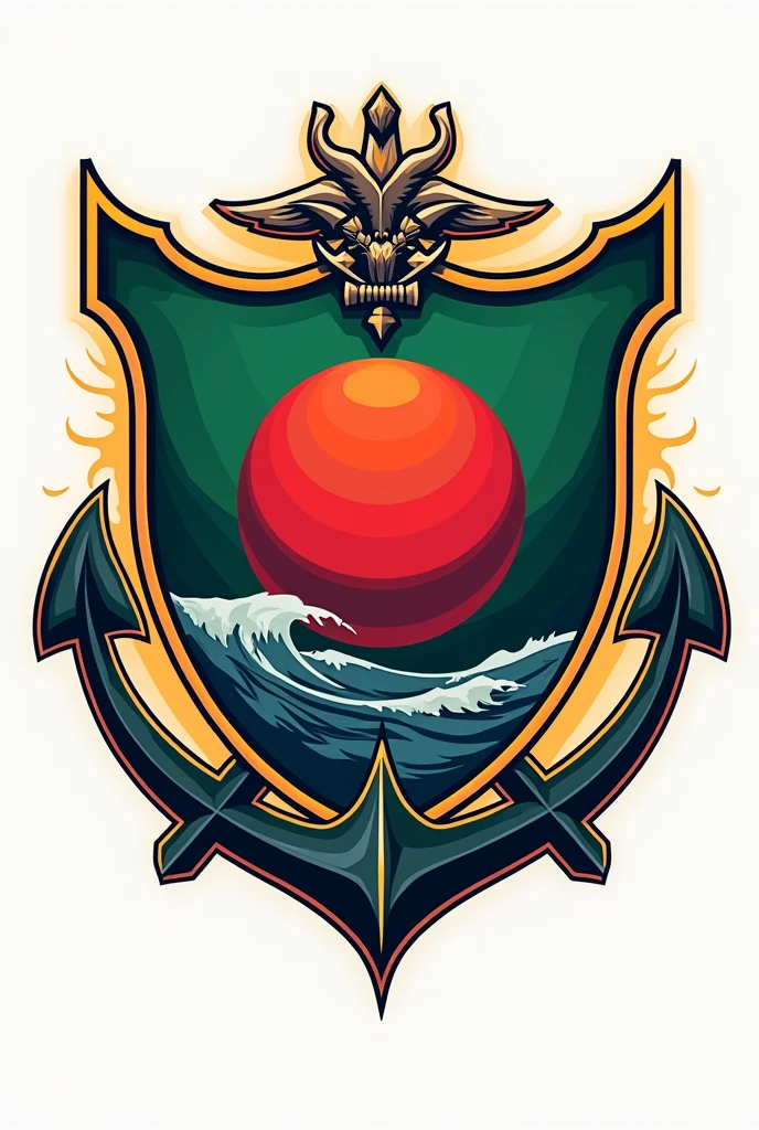 retro-mordern style Marine Corps Emblem for Bangladesh. Highly Stylized marine corps Emblem.Naval infantry emblem. Blank background.High quality vector illustration. Bangladesh Marine Corps insignia.Marine Corps seal.Marine/maritime color theme.HD art. Ideal Marine Infantry elements