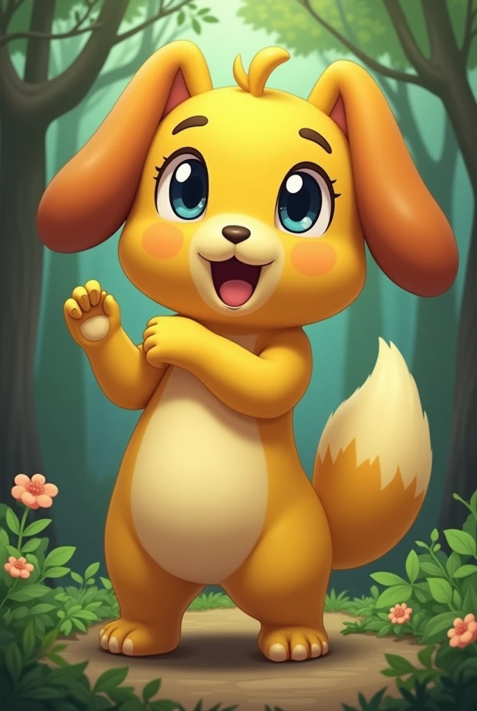 isabelle \(animal crossing\), furry, yellow skin, bottomless, tail, looking at viewer, (((gigantic breasts))), sexy, forest, ((Open Legs)), ((Pussy)), ((Female Masturbation))