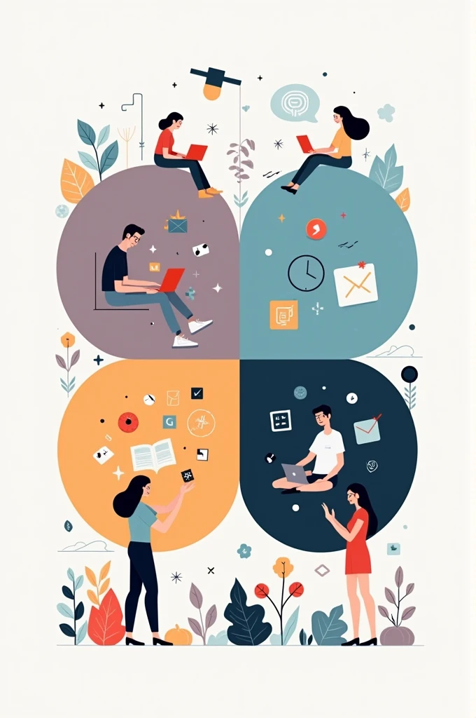 Create an image of showing Four Quadrants : Passion, Responsibility, Interests & Endeavours