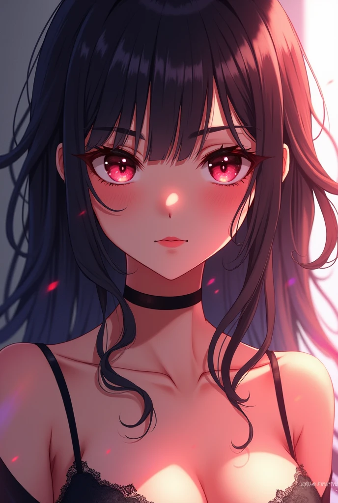 Sexy anime woman talking to the camera

