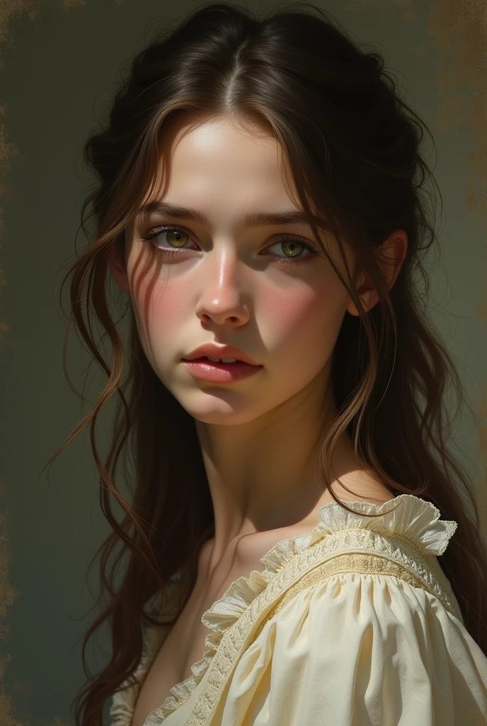 Renaissance painting of a. Woman with sad and melancholic eyes easy to draw