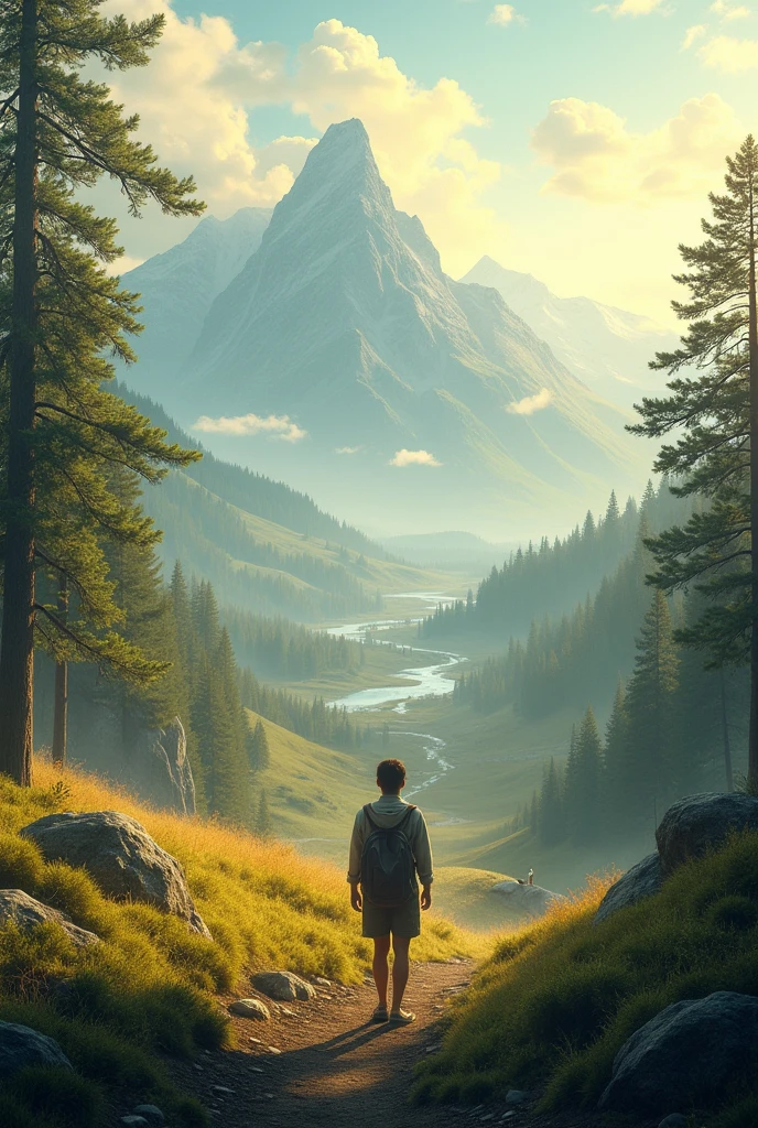 a person standing in a beautiful landscape
