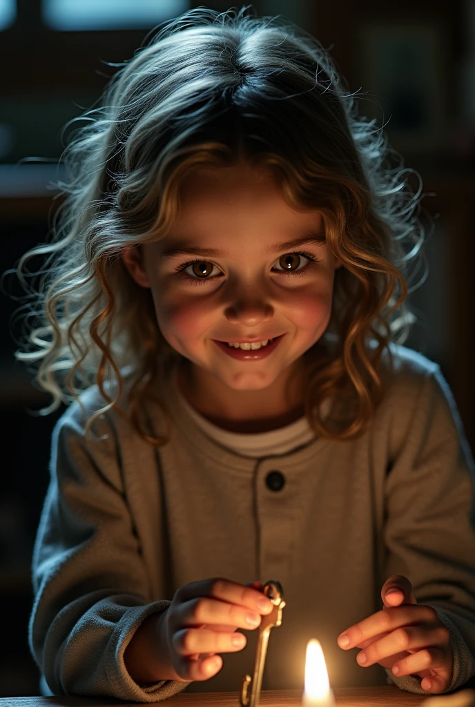 While examining the key, something peculiar happened. suddenly, A child appeared in front of me. She had brown hair that fell in soft waves., and his brown eyes reflected a warm and enigmatic depth. The boy smiled kindly and introduced himself.