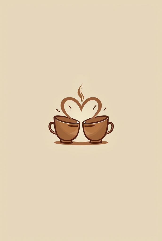 Logo with two cups with steam coming together to form a single heart 
