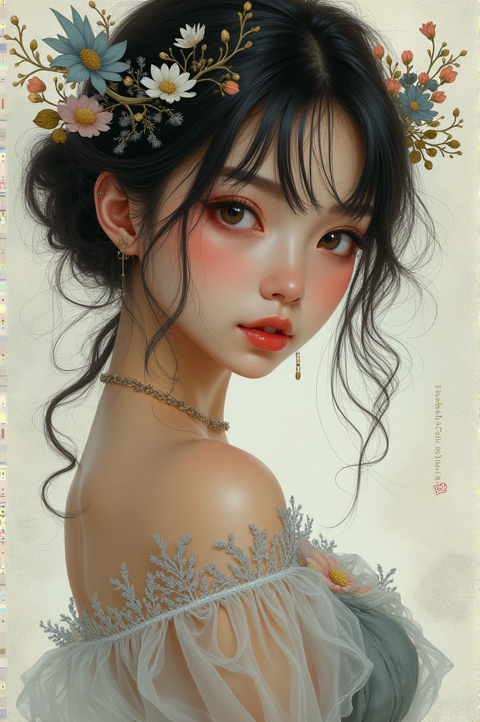 Make a woman in the art style of nyantcha