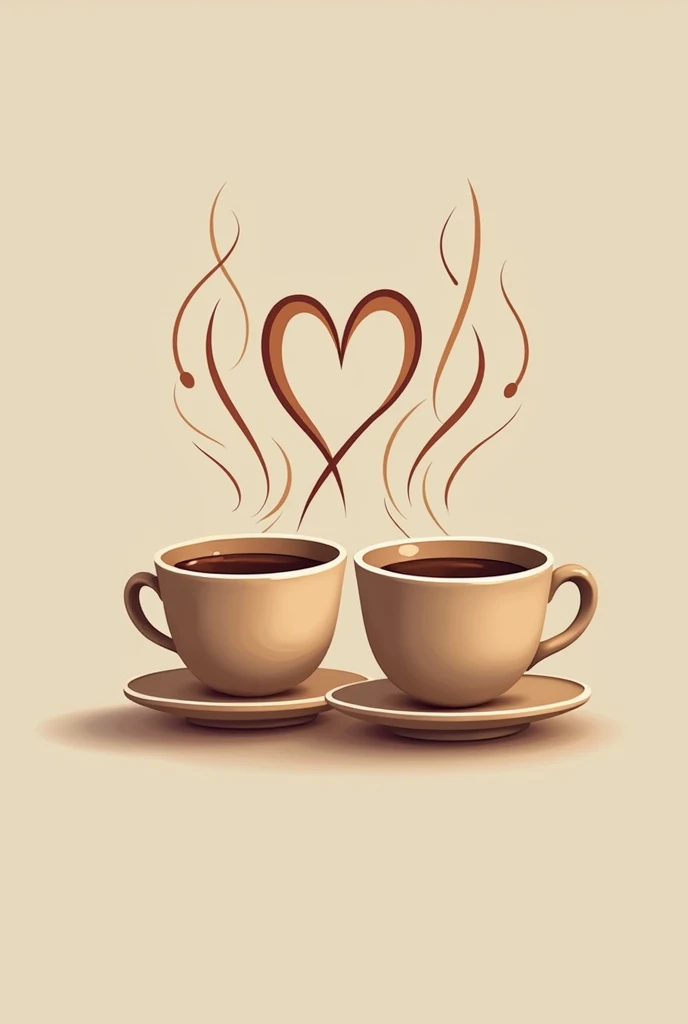 Logo with two cups with steam coming together to form a single heart
