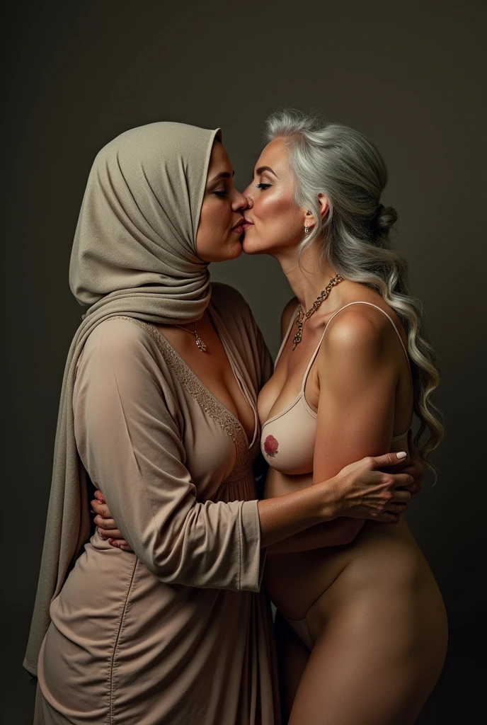 Muslim granny with duather are nude no clothes and kissing is athor Full nude 
