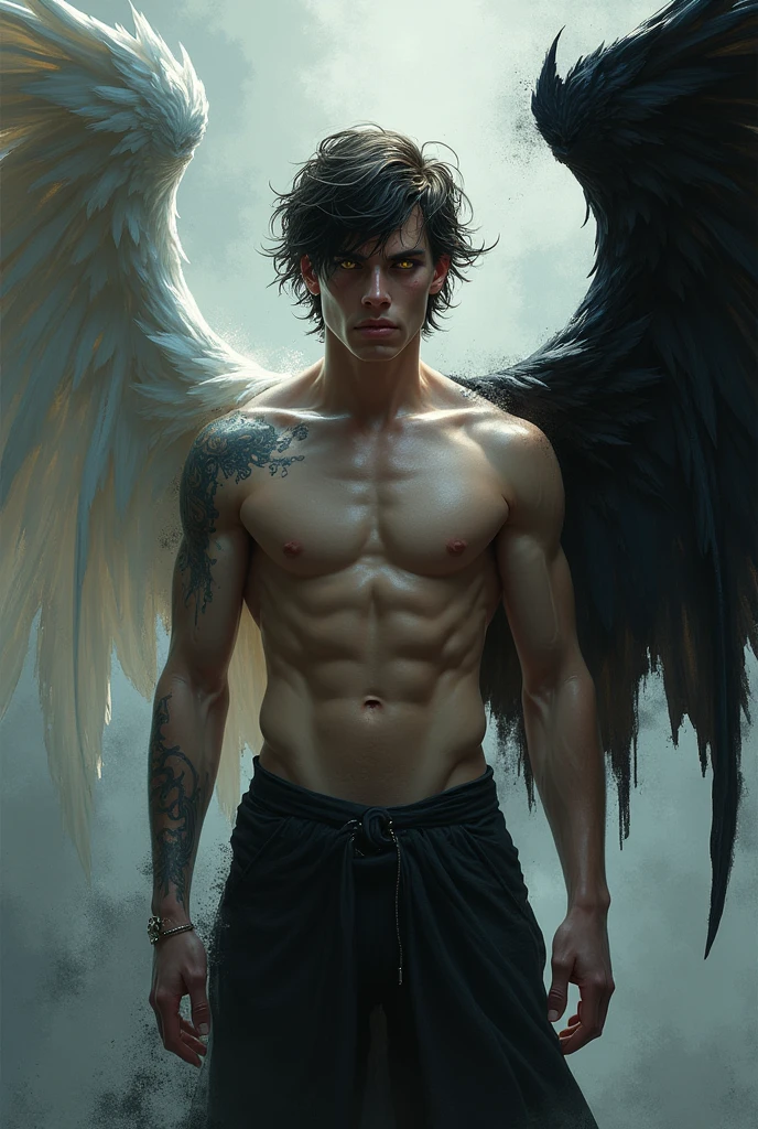 I want a person who is a man, half angel and half demon, with its wings open, I want it as my cover image