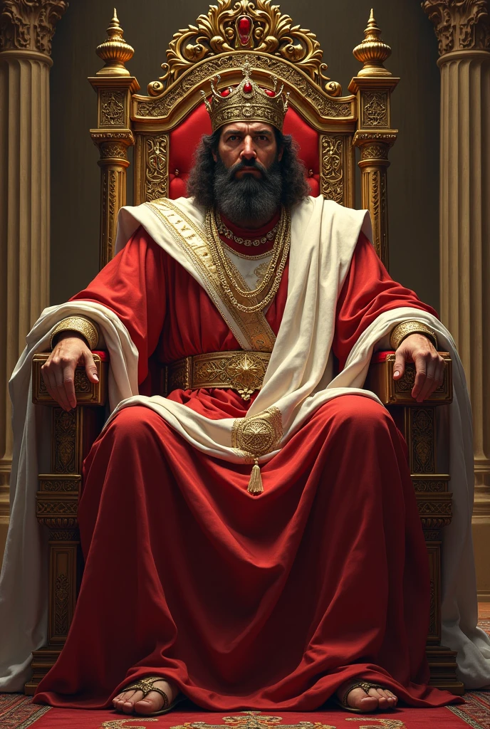 King Solomon on the throne, showing to be wise 

