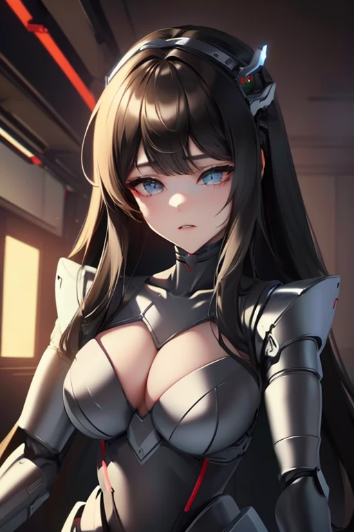 (masterpiece),(Highest quality),(Super detailed),(Best illustrations),(Best Shadow),(Absurd),(Detailed Background),(so beautiful), 16K, 8K, 4K,(Best Shadow),bunny girl,empty eyes,robotization,woman ,big bust,Robot Joint ,Metal skin,Black Suit,long hair,a suit that covers the whole body,tight bodysuit,robot girl