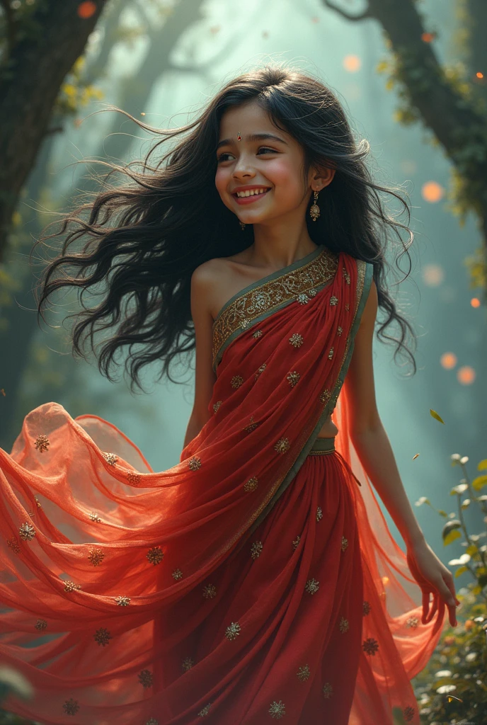 Witch girl in saree and laughing
